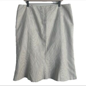 Ralph Lauren Skirt Size 16 100% Cotton/Linen White w/ Black Pinstripe Trumpet